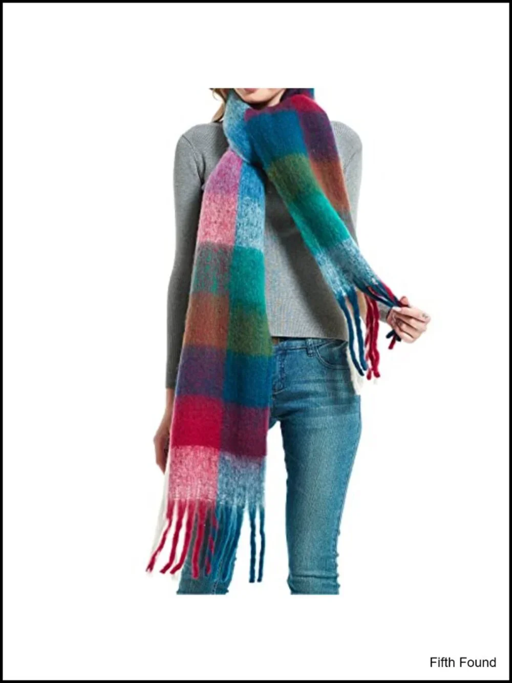 Oversized Plaid Blanket Scarf Chunky Acrylic Winter Wrap